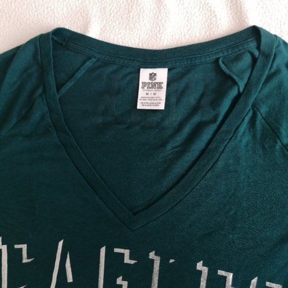 PINK Victoria's Secret Long Sleeve Green Eagles Football Top - Picture 2 of 6